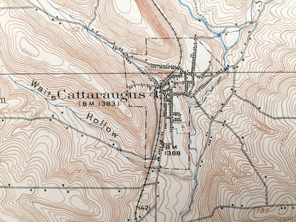 Antique Cattaraugus, New York 1923 US Geological Survey Topographic Map – Erie County, Gowanda, Perrysburg, East Otto, Little Valley, NY