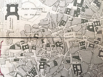 Antique 1831 Madrid, Spain Map from SDUK Atlas – Centro, Cortes, Imperial, Embajadores, Palos de la Frontera, Malasana, Rio Manzanares