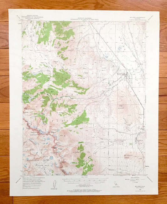 Antique Big Pine, California 1950 US Geological Survey Topographic Map – Inyo National Forest, Kings Canyon Park, Fresno County Owens Valley