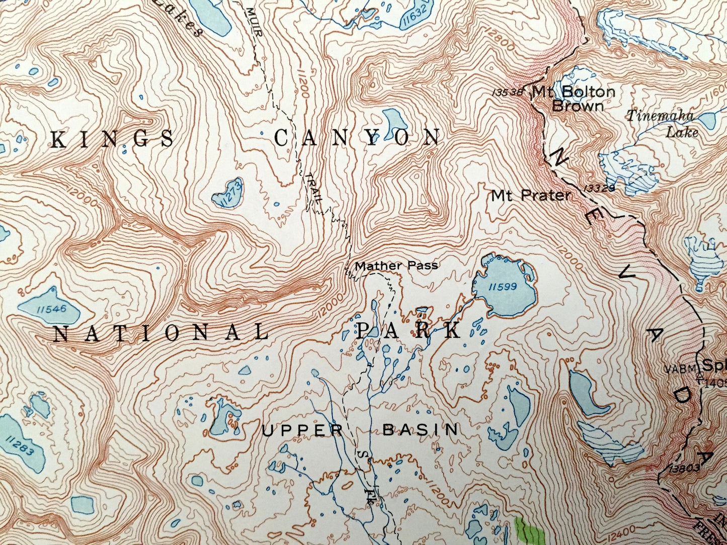 Antique Big Pine, California 1950 US Geological Survey Topographic Map – Inyo National Forest, Kings Canyon Park, Fresno County Owens Valley