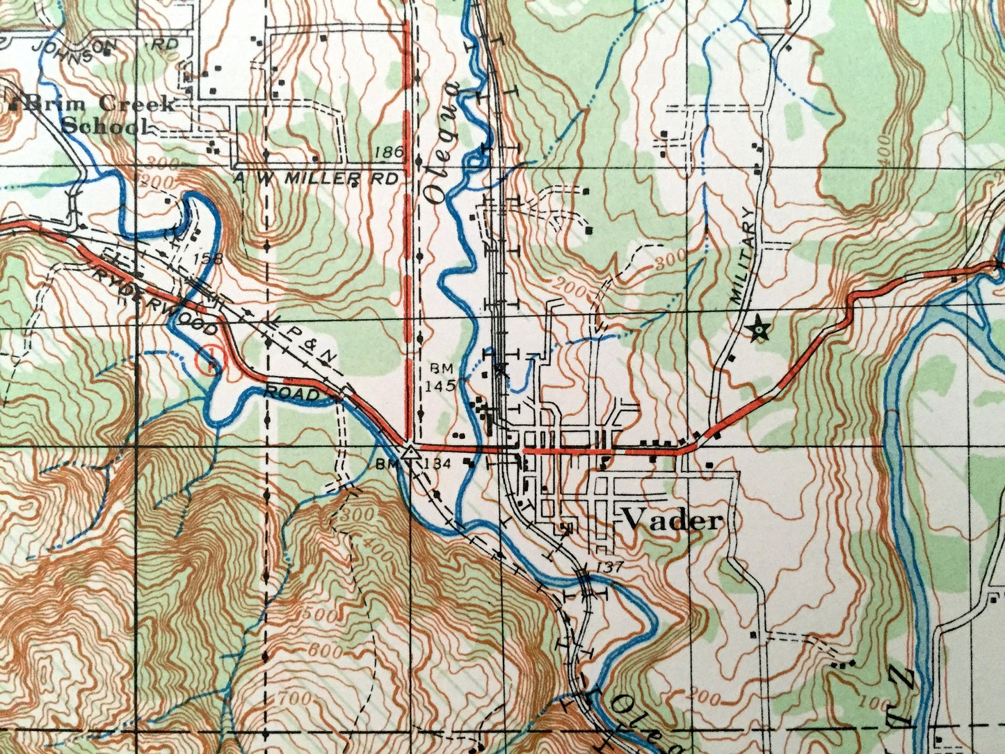 Antique Castle Rock, Washington 19341 US Geological Survey Topographic Map – Cowlitz, Lewis County, Vader, Olequa, Toledo, Winlock Toutle WA