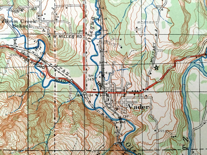 Antique Castle Rock, Washington 19341 US Geological Survey Topographic Map – Cowlitz, Lewis County, Vader, Olequa, Toledo, Winlock Toutle WA