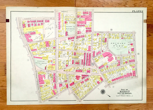 Antique 1906 Roxbury, Massachusetts Map from GW Bromley Atlas – Boston, Suffolk County, Orchard Park, Mt Pleasant, South of Washington