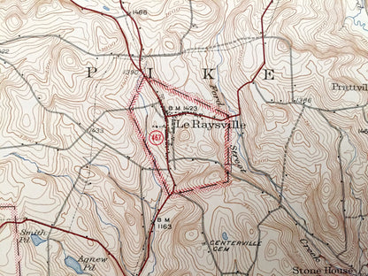 Antique Le Raysville, Pennsylvania 1943 US Geological Survey Topographic Map - Pike, Middletown, Rush, Stevens, Herrick, Orwell, Warren