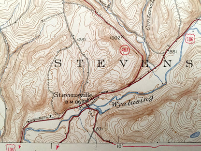 Antique Le Raysville, Pennsylvania 1943 US Geological Survey Topographic Map - Pike, Middletown, Rush, Stevens, Herrick, Orwell, Warren