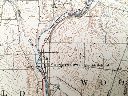 Antique Meadville, Pennsylvania 1925 US Geological Survey Topographic Map - Vernon, Hayfield, Woodcock, Richmond, Randolph, Greenwood, Union