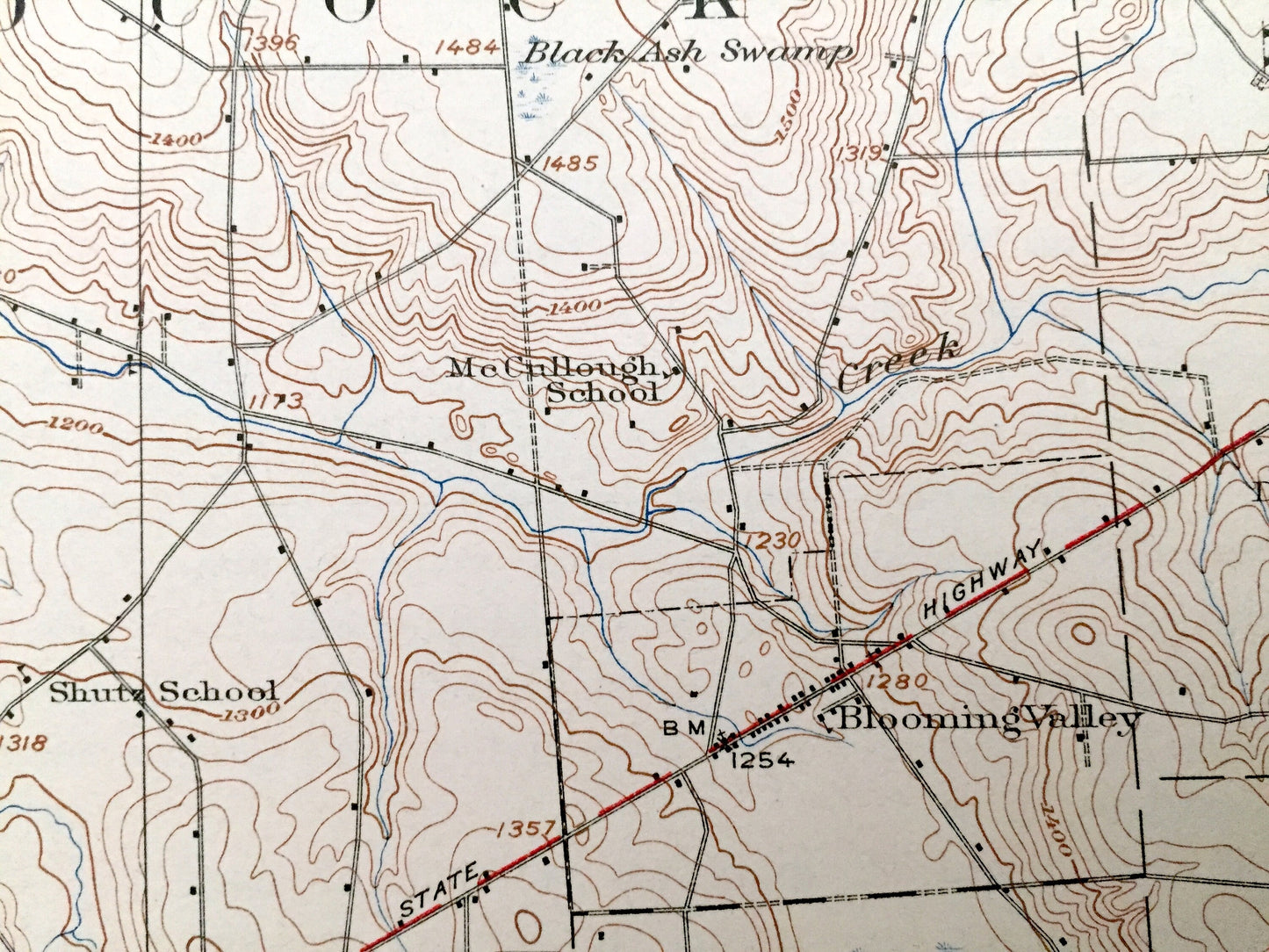 Antique Meadville, Pennsylvania 1925 US Geological Survey Topographic Map - Vernon, Hayfield, Woodcock, Richmond, Randolph, Greenwood, Union