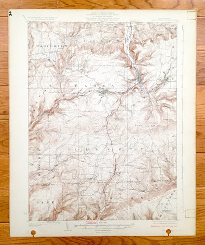 Antique Blossburg, Pennsylvania 1927 US Geological Survey Topographic Map – Tioga, Lycoming County, Charleston, Covington, Duncan, Morris PA
