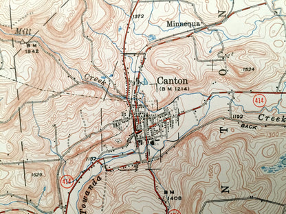 Antique Canton, Pennsylvania 1944 US Geological Survey Topographic Map - Sullivan, Ward, Armenia, Troy, Granville, Leroy, Union, McIntyre
