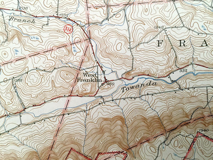 Antique Powell, Pennsylvania 1945 US Geological Survey Topographic Map – Bradford, Sullivan County, Monroe, Towanda, Burlington, Franklin PA