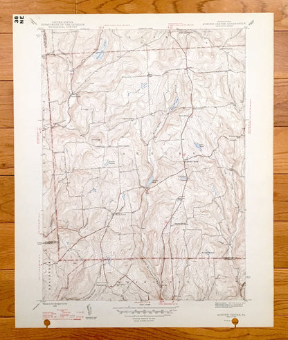 Antique Auburn Center, Pennsylvania 1947 US Geological Survey Topographic Map - Rush, Braintrim, Meshoppen, Washington, Tuscarora, Retta