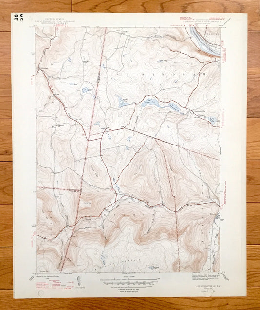 Antique Jenningsville, Pennsylvania 1947 US Geological Survey Topographic Map - Windham, Braintrim, Forkston, North Branch, Colley, Lovelton
