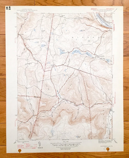 Antique Jenningsville, Pennsylvania 1947 US Geological Survey Topographic Map - Windham, Braintrim, Forkston, North Branch, Colley, Lovelton