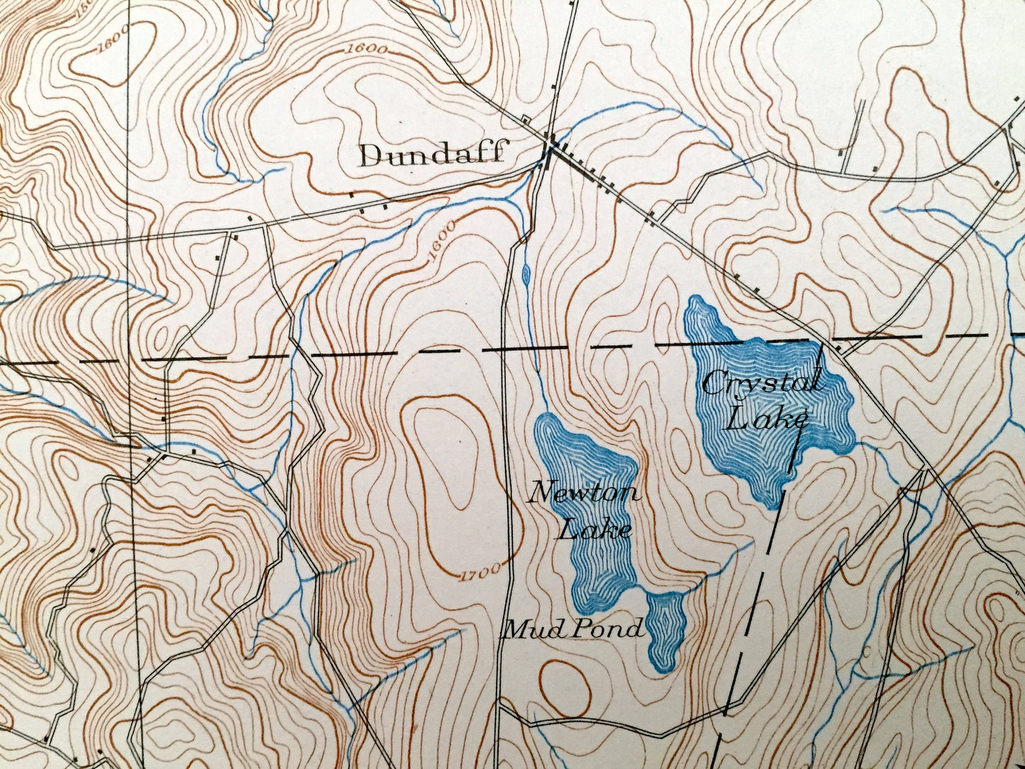 Antique Dundaff, Pennsylvania 1892 US Geological Survey Topographic Map – Harford, Gibson, Herrick, Lenox, Clifford, Benton, Greenfield, PA