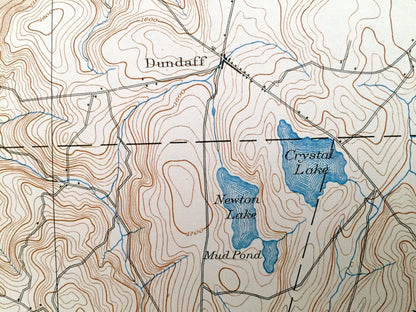 Antique Dundaff, Pennsylvania 1892 US Geological Survey Topographic Map – Harford, Gibson, Herrick, Lenox, Clifford, Benton, Greenfield, PA