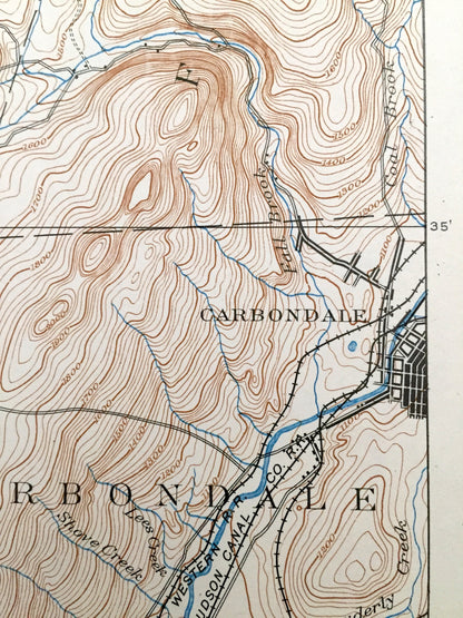 Antique Dundaff, Pennsylvania 1892 US Geological Survey Topographic Map – Harford, Gibson, Herrick, Lenox, Clifford, Benton, Greenfield, PA