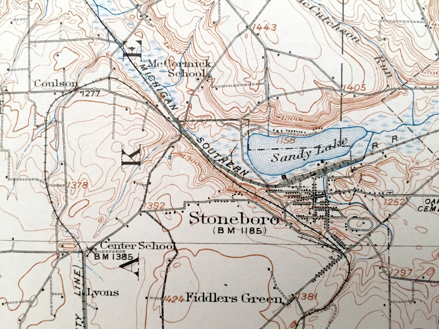 Antique Stoneboro, Pennsylvania 1913 US Geological Survey Topographic Map - Cool Spring, Jackson, Worth, Fairview, Perry, New Vernon, Wayne