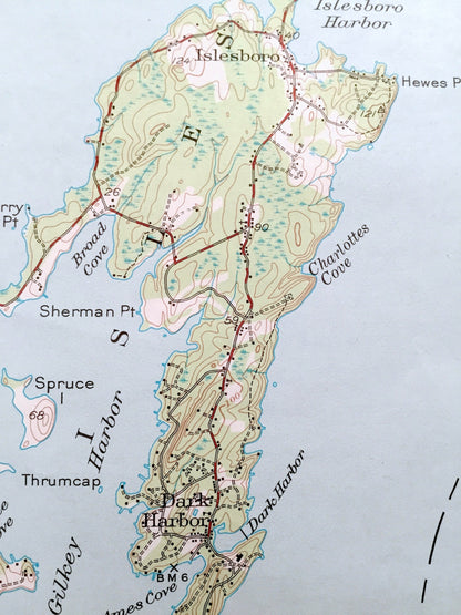 Antique Penobscot Bay, Maine 1941 US Geological Survey Topographic Map – Northport, Searsport, Castine, Brooksville, Deer Isle, Islesboro ME