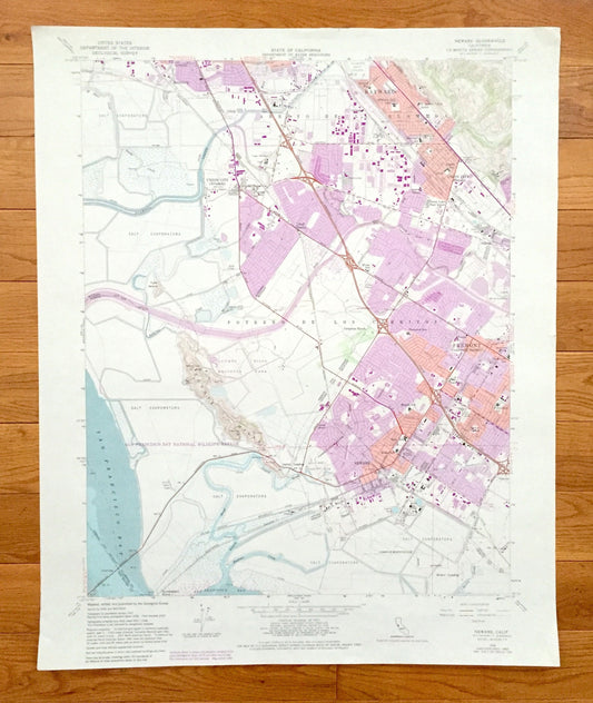 Antique Newark, California 1959 US Geological Survey Topographic Map – Alameda, San Mateo County, Hayward, Fremont, San Francisco Bay