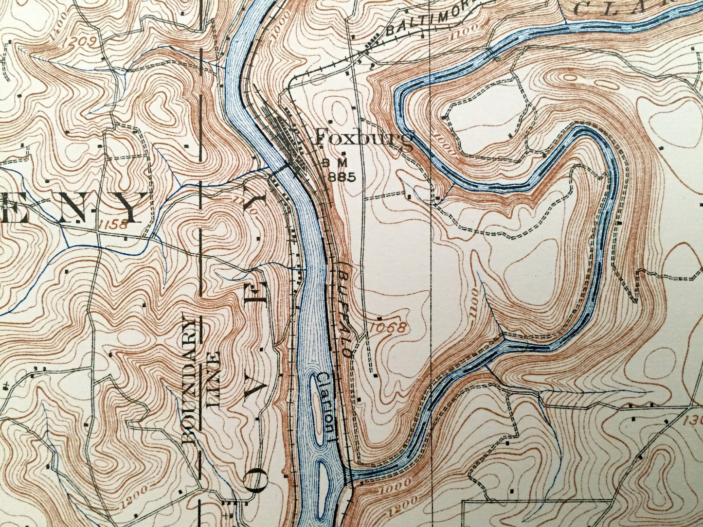Antique Foxburg, Pennsylvania 1908 US Geological Survey Topographic Map - Scrubgrass, Rockland, Richland, Salem, Beaver, Piney, Allegheny