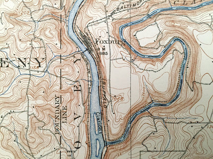 Antique Foxburg, Pennsylvania 1908 US Geological Survey Topographic Map - Scrubgrass, Rockland, Richland, Salem, Beaver, Piney, Allegheny