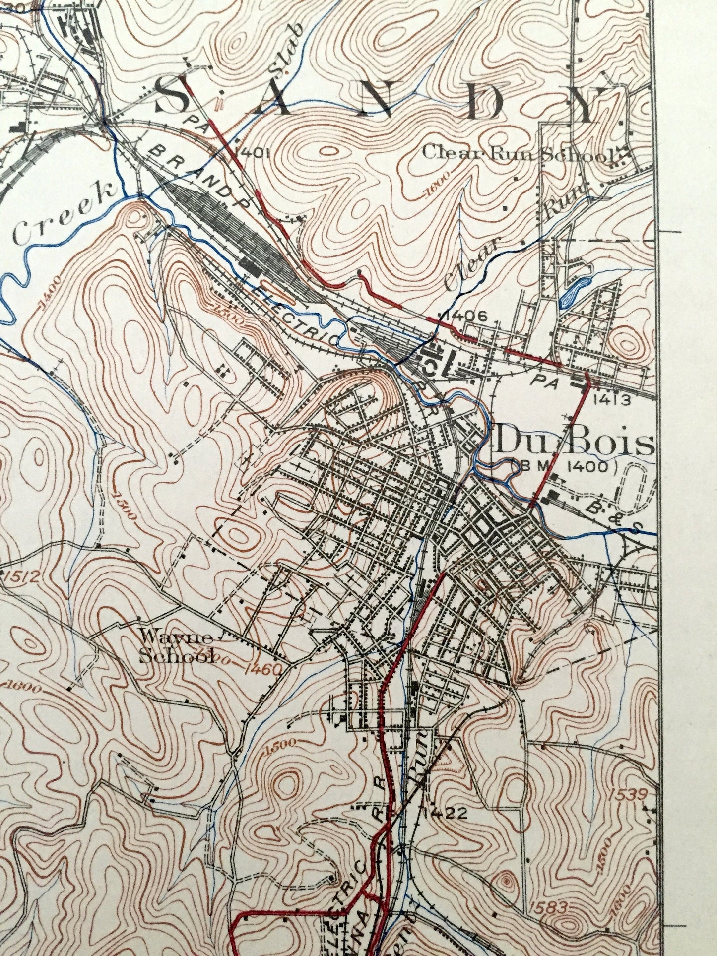 Antique Du Bois, Pennsylvania 1924 US Geological Survey Topographic Map – Clearfield, Jefferson County, Sandy, Brady, Henderson, Knox, PA
