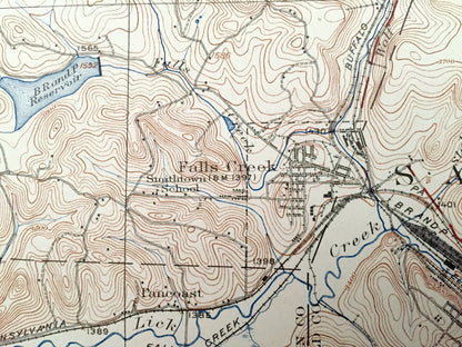 Antique Du Bois, Pennsylvania 1924 US Geological Survey Topographic Map – Clearfield, Jefferson County, Sandy, Brady, Henderson, Knox, PA
