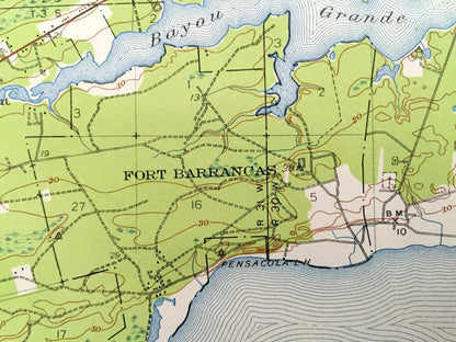 Antique Fort Barrancas, Florida 1941 US Geological Survey Topographic Map – Escambia County, Seaglades, Pleasant Grove, Pensacola, Alabama