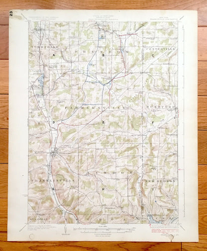 Antique Franklinville, New York 1924 US Geological Survey Topographic Map - Cattaraugus County, Yorkshire, Freedom, Farmersville, Lyndon, NY