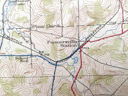 Antique Franklinville, New York 1924 US Geological Survey Topographic Map - Cattaraugus County, Yorkshire, Freedom, Farmersville, Lyndon, NY