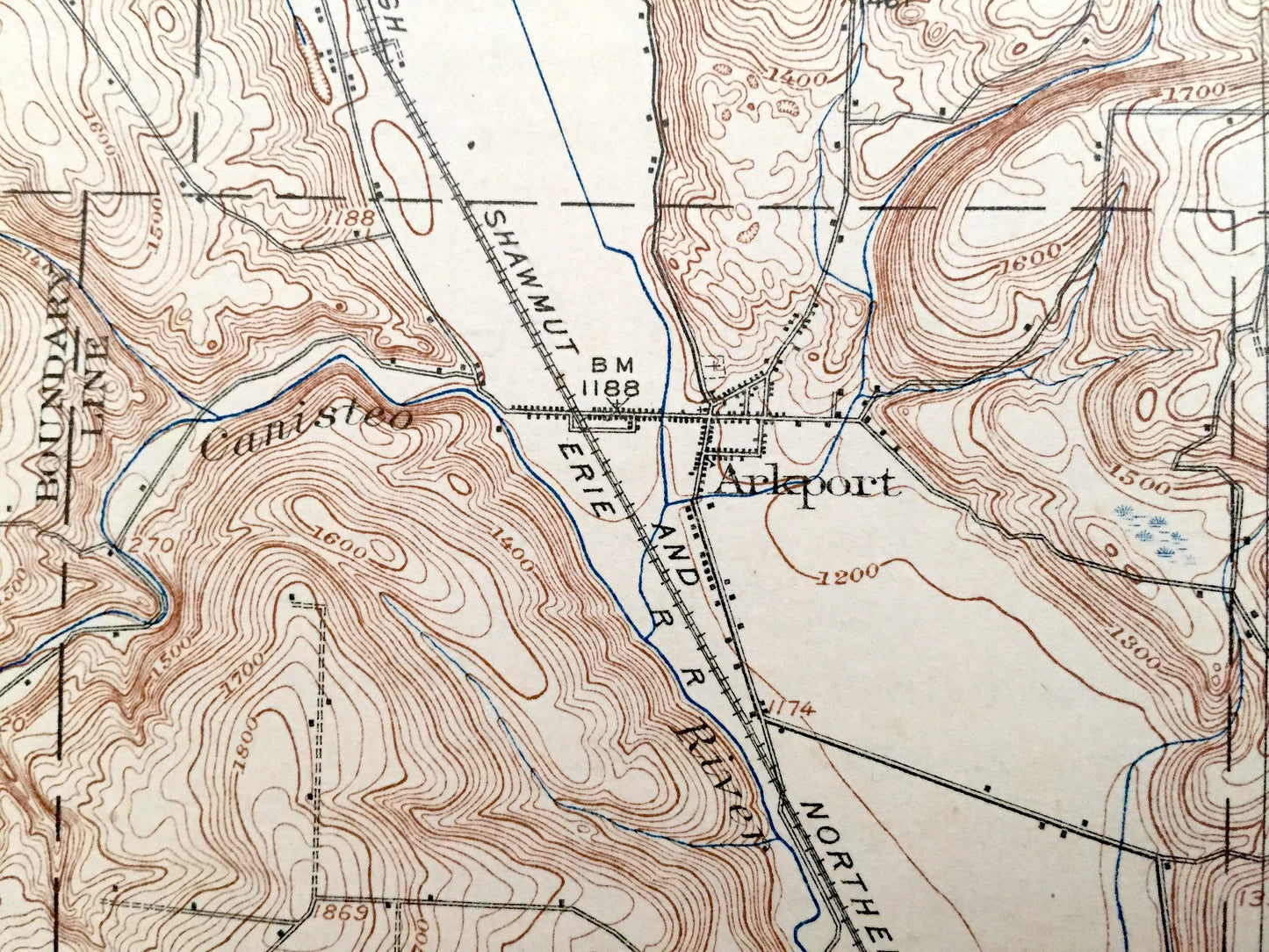 Antique Hornell, New York 1918 US Geological Survey Topographic Map - Hartsville, Almond, Howard, Fremont, Wayland, Cohocton, Dansville, NY