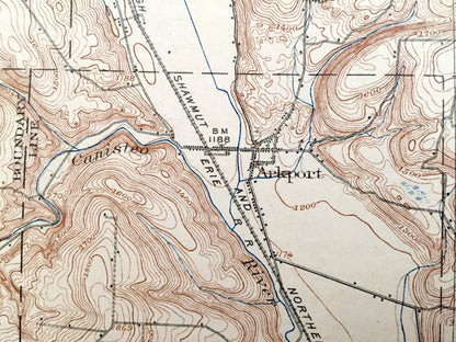Antique Hornell, New York 1918 US Geological Survey Topographic Map - Hartsville, Almond, Howard, Fremont, Wayland, Cohocton, Dansville, NY