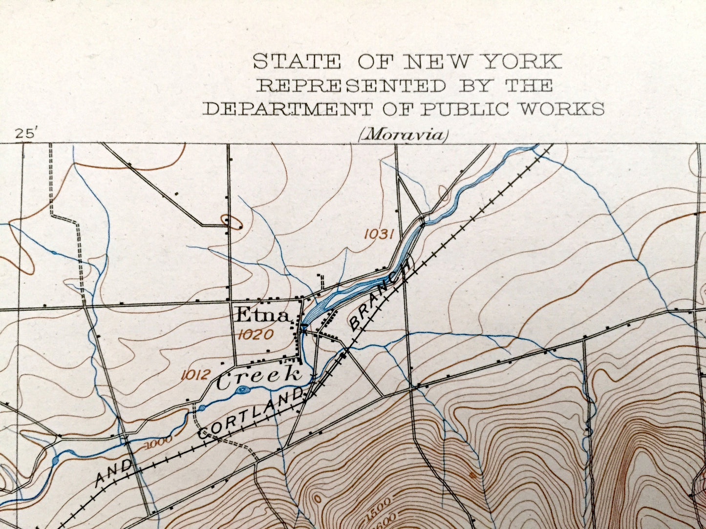Antique Ithaca, New York 1900 US Geological Survey Topographic Map – Dryden, Lansing, Harford, Richford, Caroline, Candor, Spencer, Danby NY