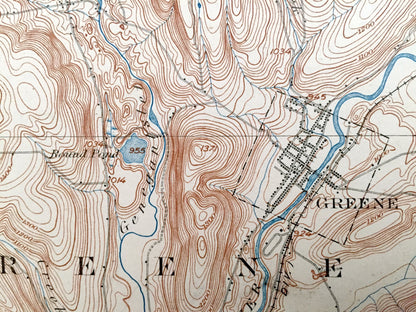 Antique Greene, New York 1904 US Geological Survey Topographic Map – Cortland, Broome, Chenango County, Whitney Point, Willett, Triangle, NY