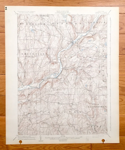 Antique Oxford, New York 1904 US Geological Survey Topographic Map – Chenango County, McDonough, Preston, Norwich, Smithville, Guilford, NY
