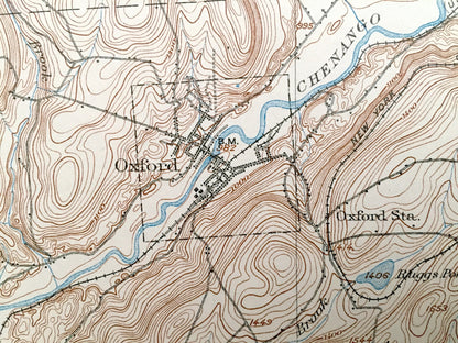 Antique Oxford, New York 1904 US Geological Survey Topographic Map – Chenango County, McDonough, Preston, Norwich, Smithville, Guilford, NY