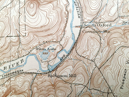 Antique Oxford, New York 1904 US Geological Survey Topographic Map – Chenango County, McDonough, Preston, Norwich, Smithville, Guilford, NY