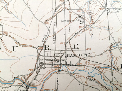 Antique Eden, New York 1907 US Geological Survey Topographic Map - Hamburg, Evans, Boston, Concord, Collins, Brant, Perrysburg, Lake Erie NY