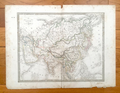 Antique 1838 Asia Map from Atlas Classique Ancienne by CV Monin – Turkey, Middle East, China, Japan, India, Tibet, Russia, Korea, Pakistan