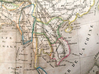 Antique 1838 Asia Map from Atlas Classique Ancienne by CV Monin – Turkey, Middle East, China, Japan, India, Tibet, Russia, Korea, Pakistan