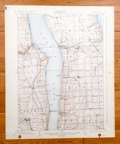 Antique Ovid, New York 1902 US Geological Survey Topographic Map - Romulus, Lodi, Hector, Covert, Starkey, Barrington, Milo, Torrey, Benton