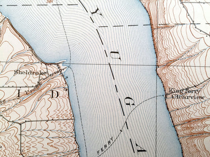 Antique Genoa, New York 1902 US Geological Survey Topographic Map – Seneca County, Cayuga Lake, Lansing, Ulysses, Ovid, Romulus, Norton, NY