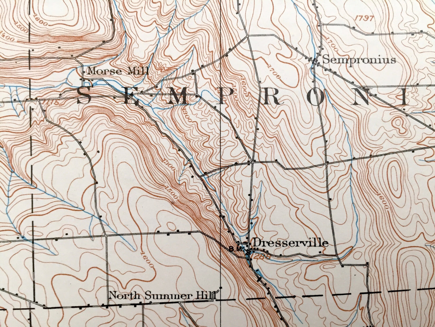 Antique Moravia, New York 1902 US Geological Survey Topographic Map - Sempronius, Locke, Groton, Freeville, Dryden, Lansing, Genoa Venice NY