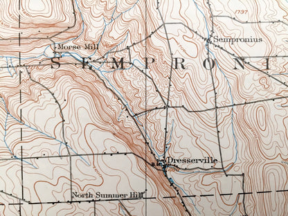 Antique Moravia, New York 1902 US Geological Survey Topographic Map - Sempronius, Locke, Groton, Freeville, Dryden, Lansing, Genoa Venice NY