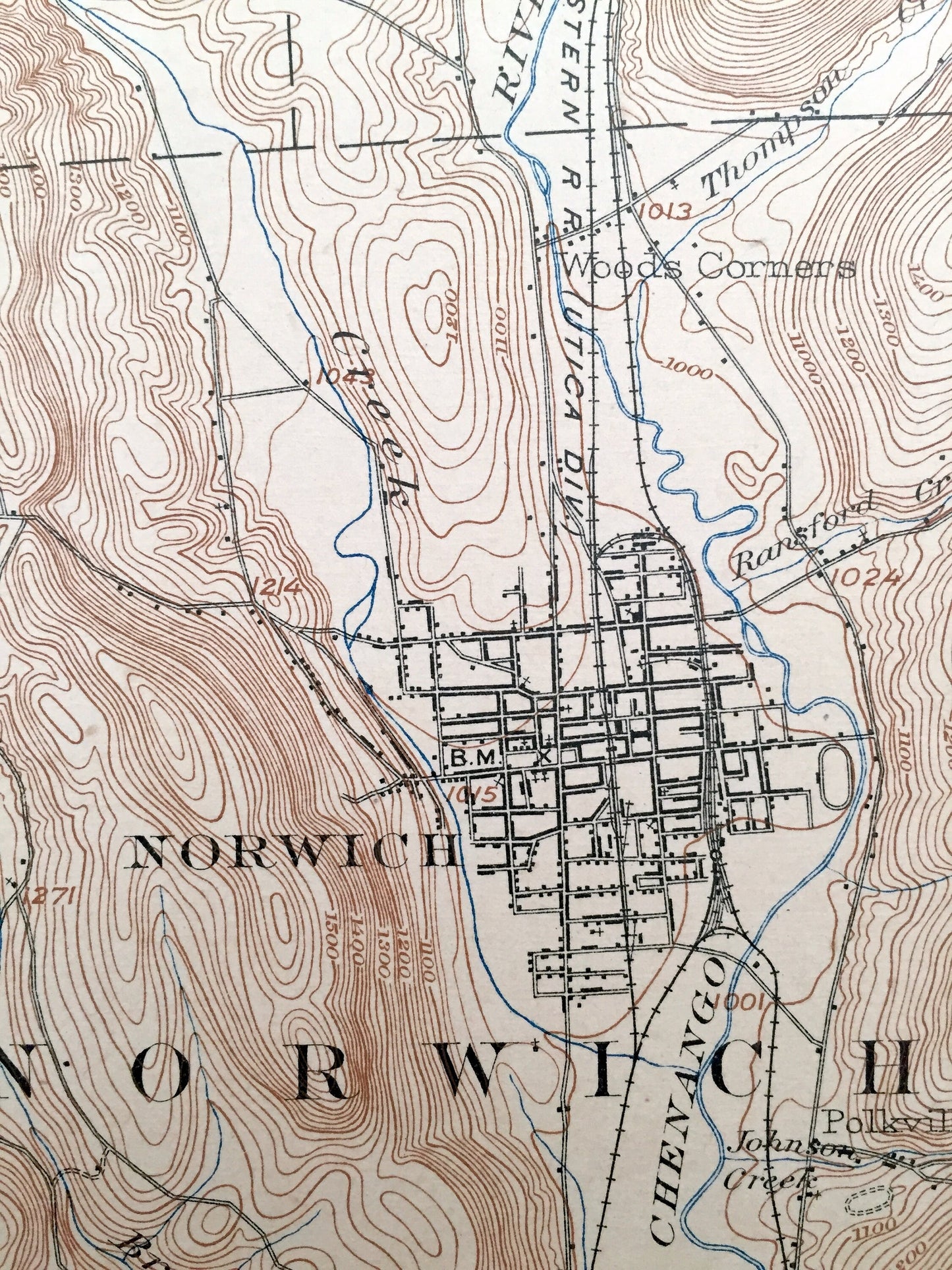 Antique Norwich, New York 1903 US Geological Survey Topographic Map – Chenango County, Preston, McDonough, Pharsalia, Plymouth, Smyrna, NY