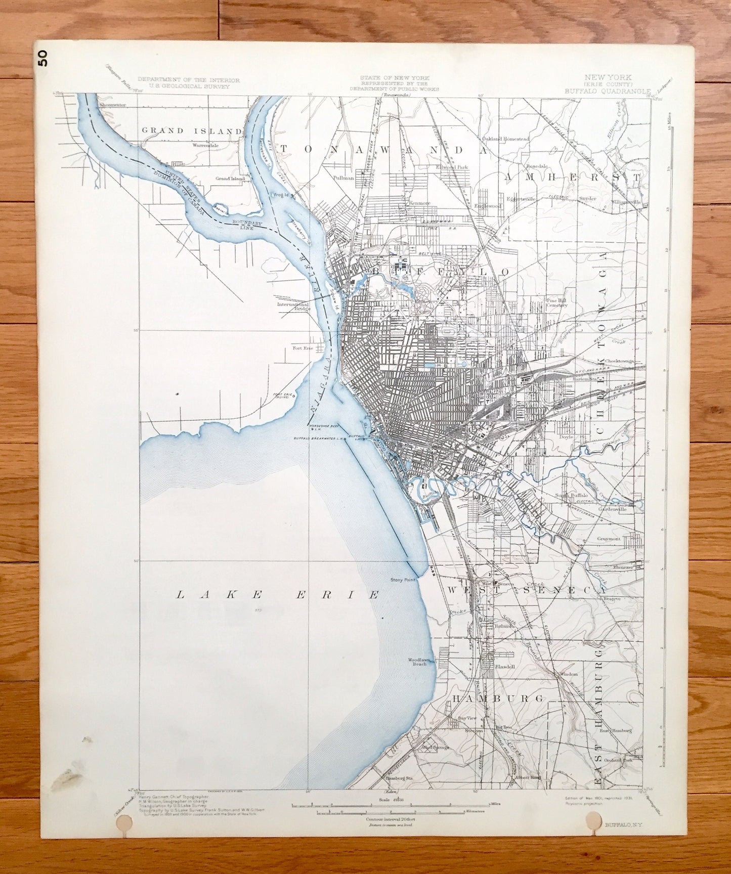 Antique Buffalo, New York 1901 US Geological Survey Topographic Map – Tonawanda, West Seneca, Hamburg, Cheektowaga, Amherst, Grand Island NY