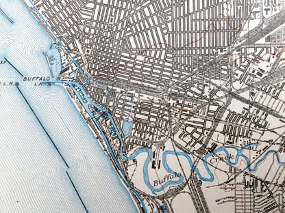 Antique Buffalo, New York 1901 US Geological Survey Topographic Map – Tonawanda, West Seneca, Hamburg, Cheektowaga, Amherst, Grand Island NY