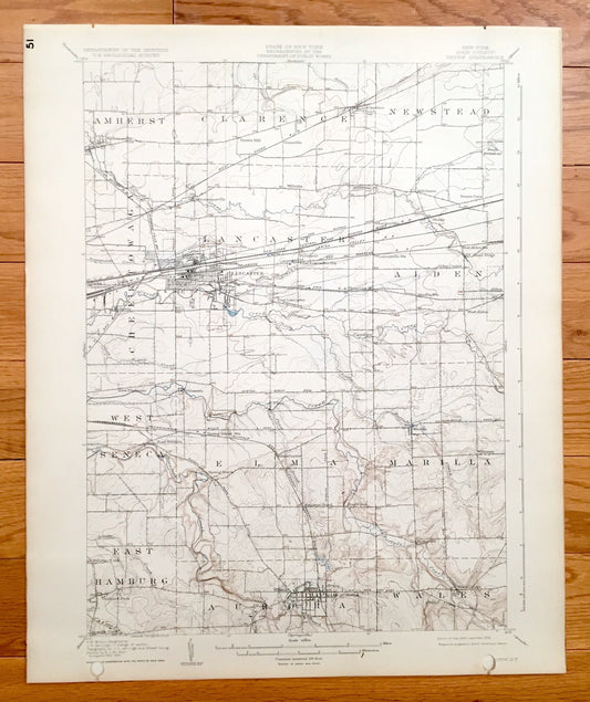 Antique Depew, New York 1905 US Geological Survey Topographic Map - Cheektowag, Lancaster, Newstead, Clarence, Amherst, Alden, Marilla, NY