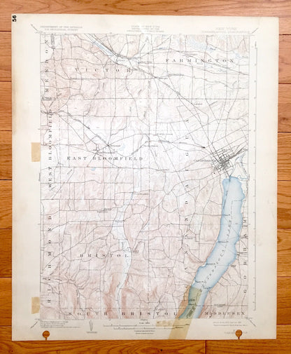 Antique Canandaigua, New York 1903 US Geological Survey Topographic Map - Gorham, Farmington, Victor, Mendon, Richmond, Finger Lakes, NY