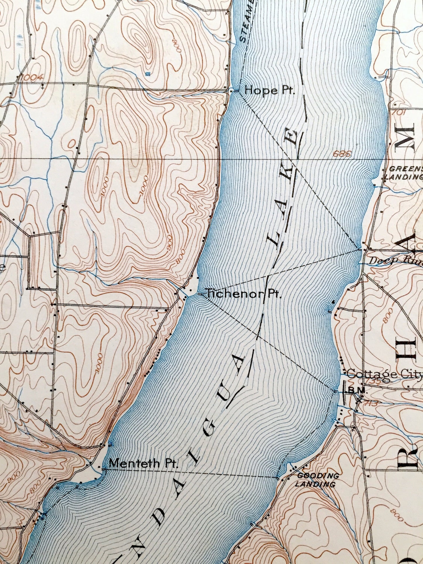 Antique Canandaigua, New York 1903 US Geological Survey Topographic Map - Gorham, Farmington, Victor, Mendon, Richmond, Finger Lakes, NY